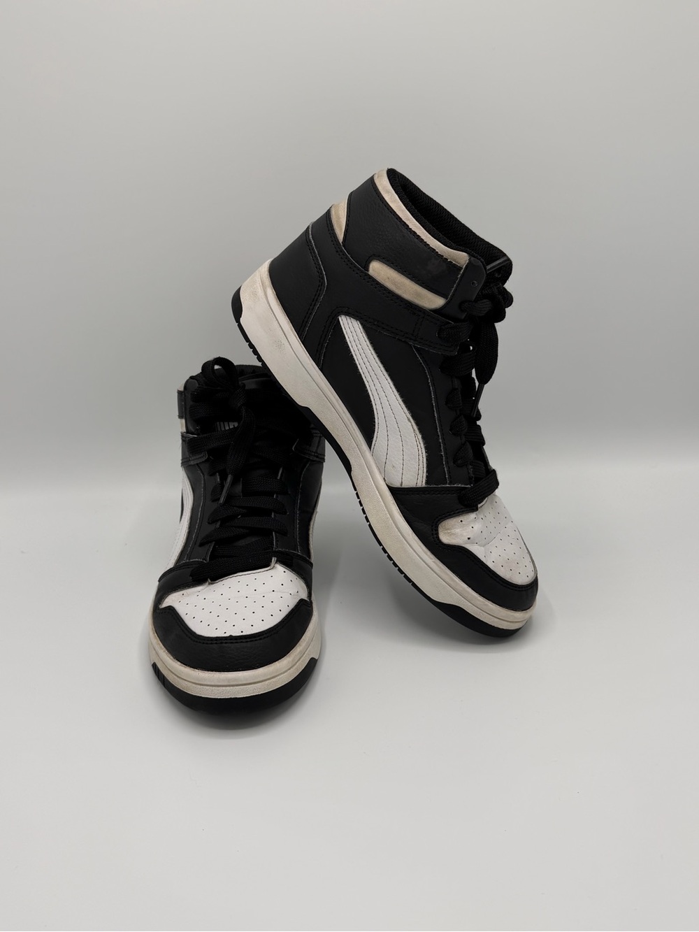 Puma Black and White High-Top Sneakers